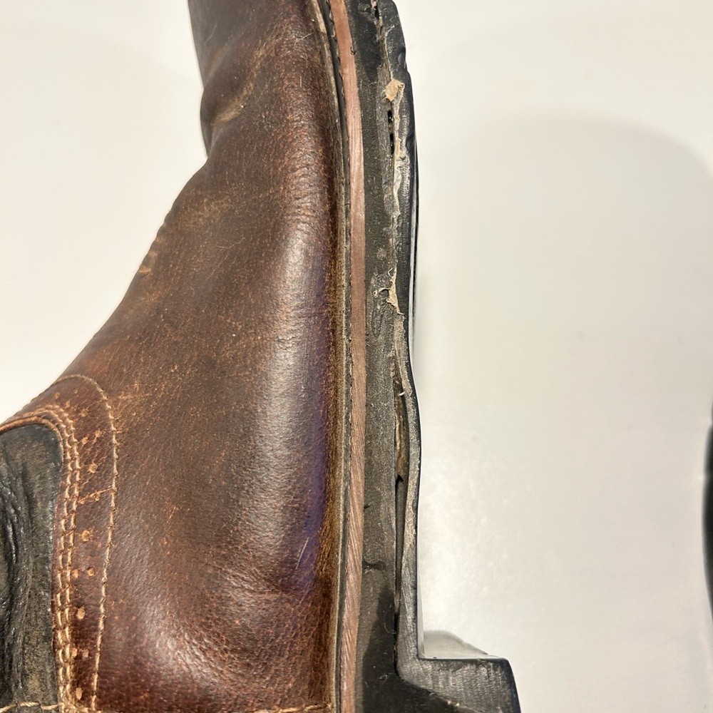 Justin Boots Men’s 8D Brown Leather Pull-On Work Boots AS IS Beaters - Picture 12 of 15
